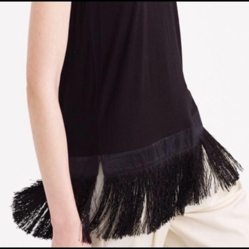 J. Crew Black Tank Top with Fringe Hem